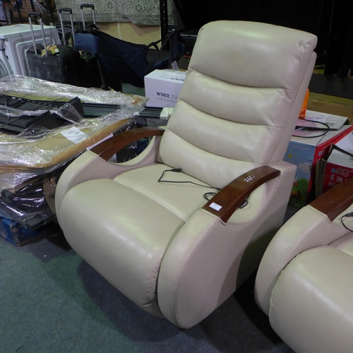 3039 - Benson Cream Leather Power Reclining Armchair, Original RRP £458.33 + vat(260-11)   * This lot is su... 