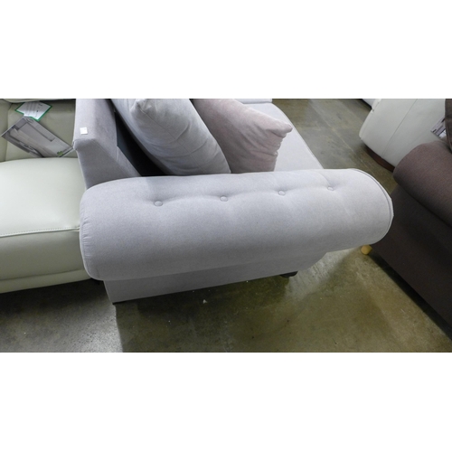 1423 - A Gracie parma violet upholstered and buttoned LHF curved corner sofa * this lot is subject to VAT