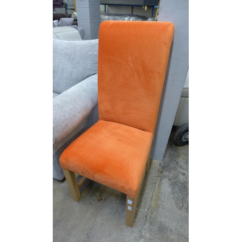 1427 - An orange velvet rollback side chair