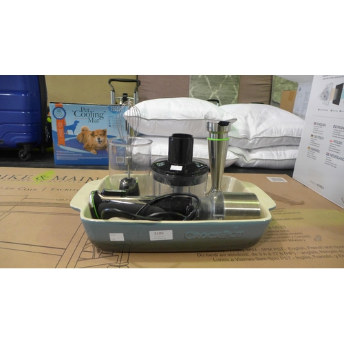 3105 - Crockpot Oven Dish and Braun Hand Blender - Mq9138Xi  (266-57)  * This lot is subject to vat