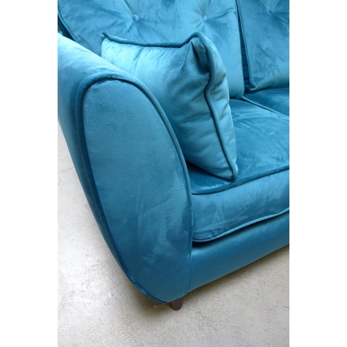 1477 - An aquamarine velvet Hoxton two seater sofa