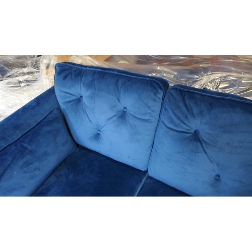 1482 - A blue velvet Hoxton two seater sofa