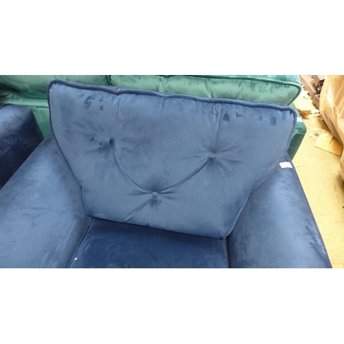 1493 - A blue velvet Hoxton armchair