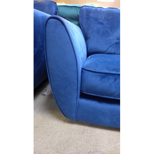 1493 - A blue velvet Hoxton armchair