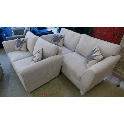 1497 - A pair of oatmeal upholstered sofas (3 + 2)