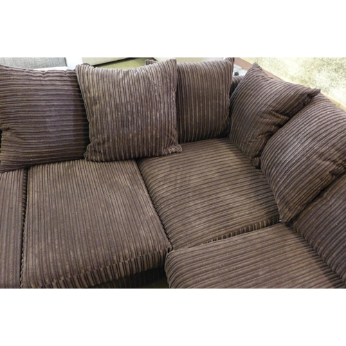 1505 - A dark purple jumbo cord mini corner sofa