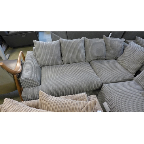 1506 - A grey jumbo cord mini corner sofa