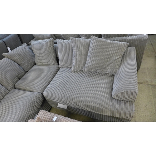 1506 - A grey jumbo cord mini corner sofa