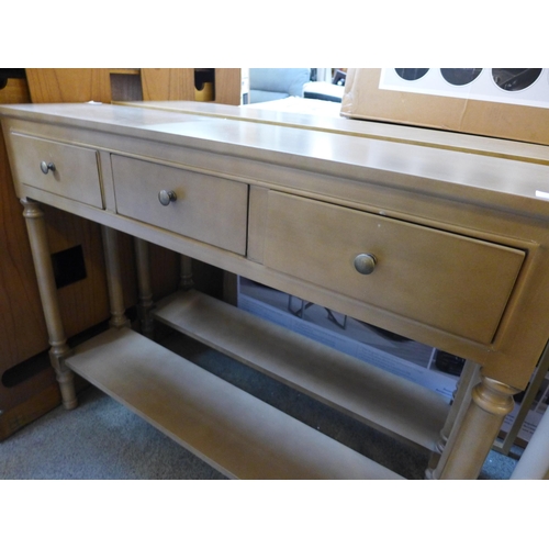 1542 - A pair of three drawer console tables