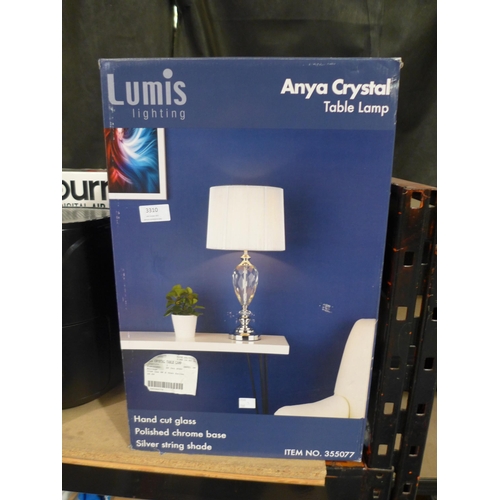 3310 - Anya Crystal Table Lamp  Lumis Lighting Mdl# 54513 (266-366)  * This lot is subject to vat