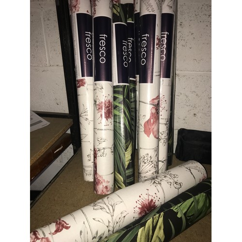 2091 - 10 sealed rolls of Graham & Brown fresco red-grey floral sketch wallpaper and 3 rolls of Graham & Br... 