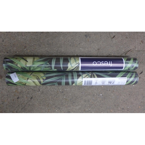 2035a - 4 rolls of Graham & Brown fresco rainforest palms cool/zen feature-wall wallpaper, same batch sealed... 