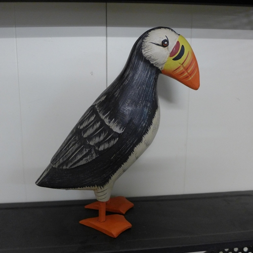 1332 - A wooden decorative puffin, H 21cms (PUFF0112)   #