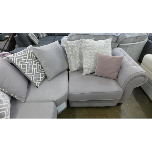 1335 - A Gracie parma violet upholstered and buttoned LHF curved corner sofa * this lot is subject to VAT