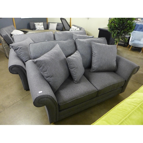 1348 - A pair of Mosta chrono grey upholstered sofas (3 + 2) - This lot is subject to VAT*