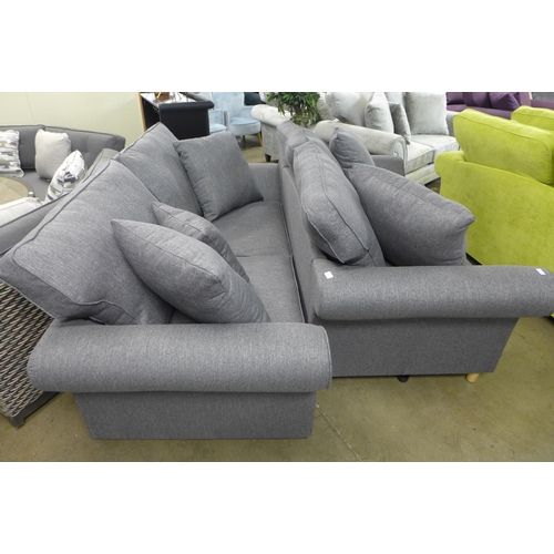 1348 - A pair of Mosta chrono grey upholstered sofas (3 + 2) - This lot is subject to VAT*