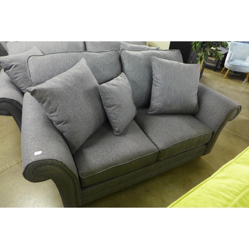 1348 - A pair of Mosta chrono grey upholstered sofas (3 + 2) - This lot is subject to VAT*