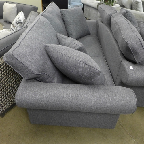 1348 - A pair of Mosta chrono grey upholstered sofas (3 + 2) - This lot is subject to VAT*