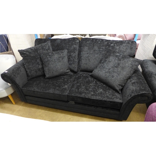 1351 - A pair of Mosta Hardwick jet upholstered sofas (3 + 2) - This lot is subject to VAT*