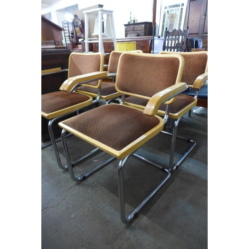 65 - A set of four Cesca Marcel Breuer style chrome and beech cantilever chairs