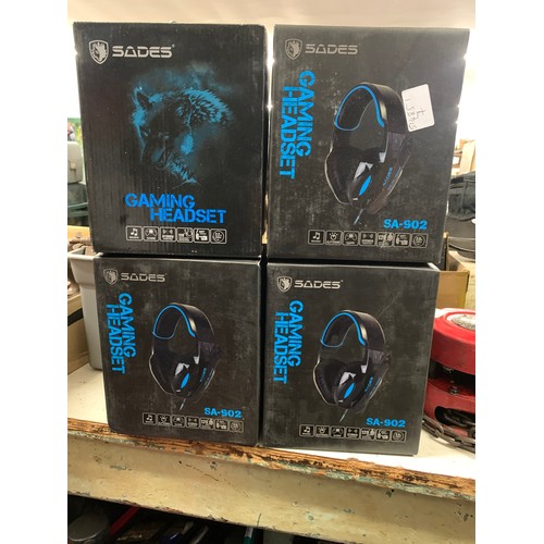 2199 - 4 boxed, unused Sades SA902 gaming headsets