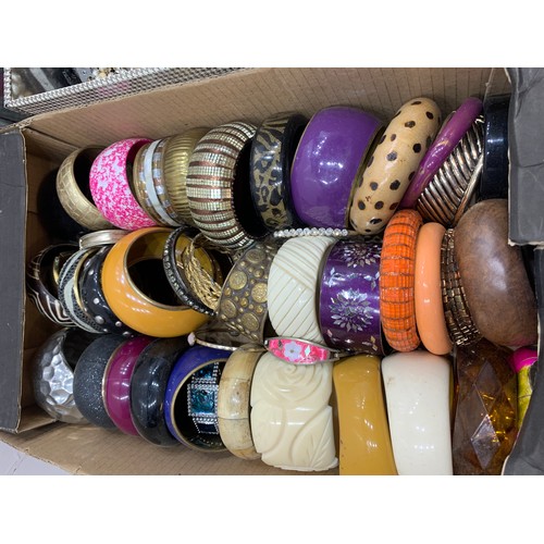 2249 - Box of bangles and tin of watches