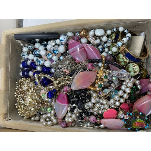 2250 - Two boxes of costume jewellery