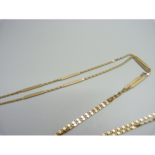 1023 - A yellow metal neck chain, marked 333, 7.5g, 79cm