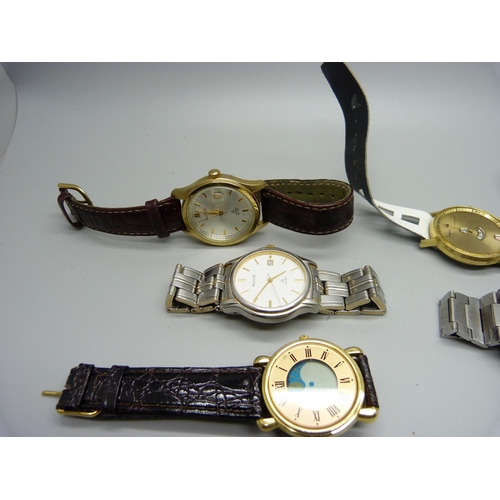 1070 - A collection of wristwatches, including a square cased Nivada, Bernex, etc., (digital watch lacking ... 