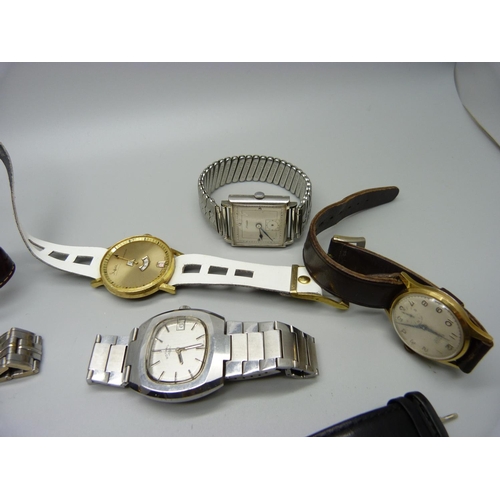 1070 - A collection of wristwatches, including a square cased Nivada, Bernex, etc., (digital watch lacking ... 