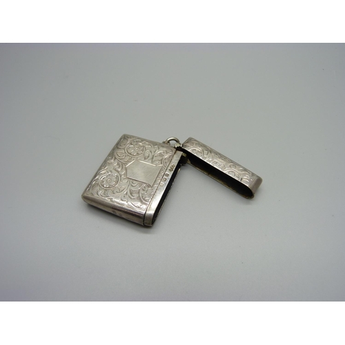 1074 - A silver vesta case, Birmingham 1907