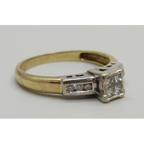 1095 - A 9ct gold diamond ring, 2.3g, N