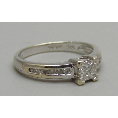 1105 - A 9ct gold and diamond ring, 2.4g, L