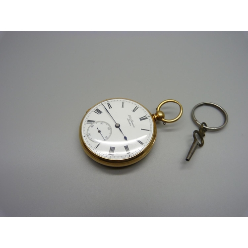 1127 - An 18ct gold Benson pocket watch, the case hallmarked London 1871, total weight 98.4g, 49mm case