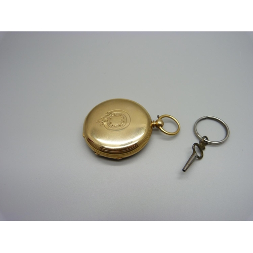 1127 - An 18ct gold Benson pocket watch, the case hallmarked London 1871, total weight 98.4g, 49mm case