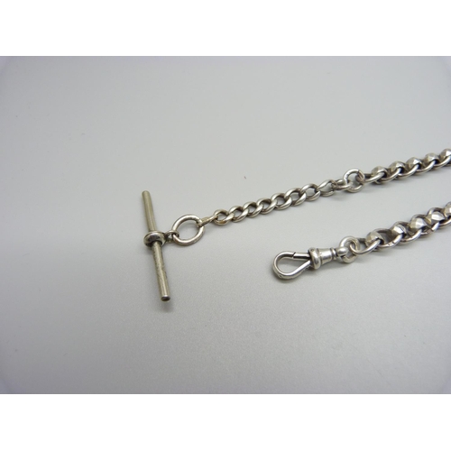 1143 - A silver Albert watch chain with fancy links, 32g