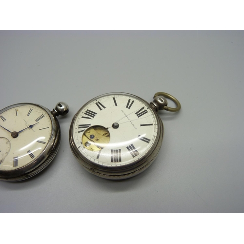 1147 - Two silver pocket watches, a/f