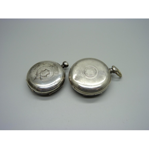 1147 - Two silver pocket watches, a/f