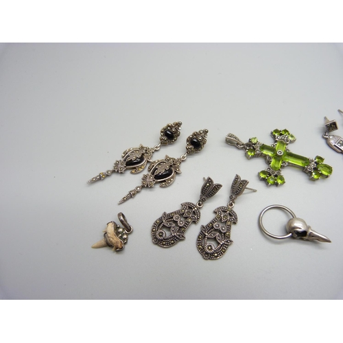 1176 - A collection of silver and marcasite set jewellery