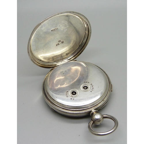 1190 - A silver cased centre second chronograph pocket watch