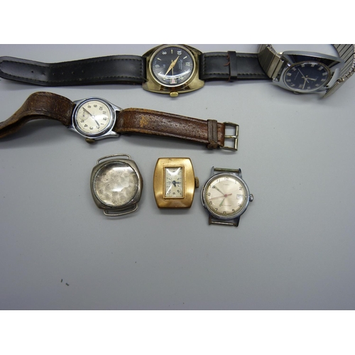 1196 - A collection of manual wind wristwatches and a case