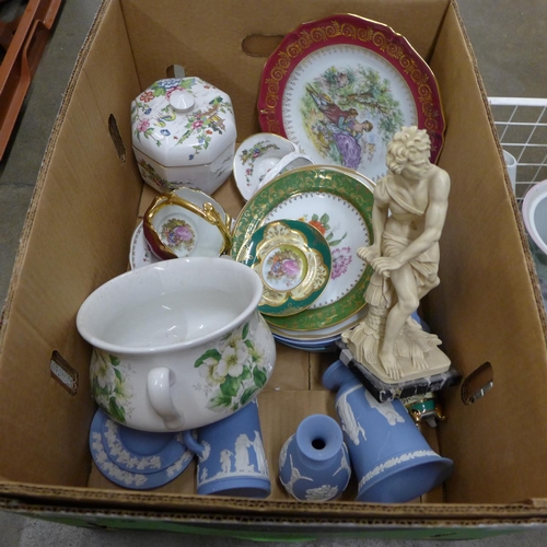 1241 - A collection of assorted china including Wedgwood Jasperware and Aynsley, two boxes **PLEASE NOTE TH... 