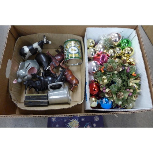 1244 - A box of Christmas decorations and some ornaments **PLEASE NOTE THIS LOT IS NOT ELIGIBLE FOR POSTING... 