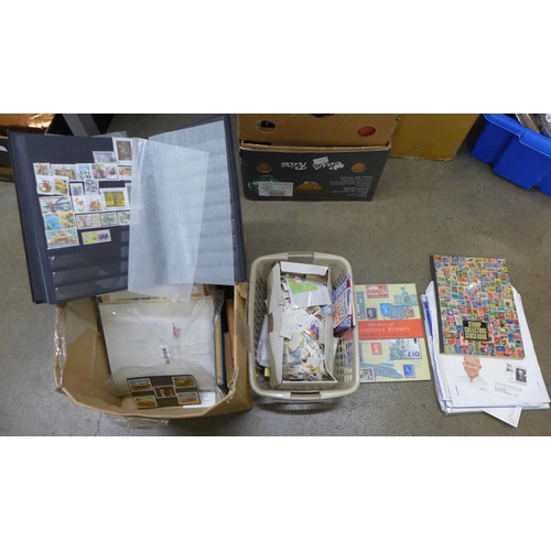 1267 - A box of stamp albums, stamp album supplements, etc. **PLEASE NOTE THIS LOT IS NOT ELIGIBLE FOR POST... 