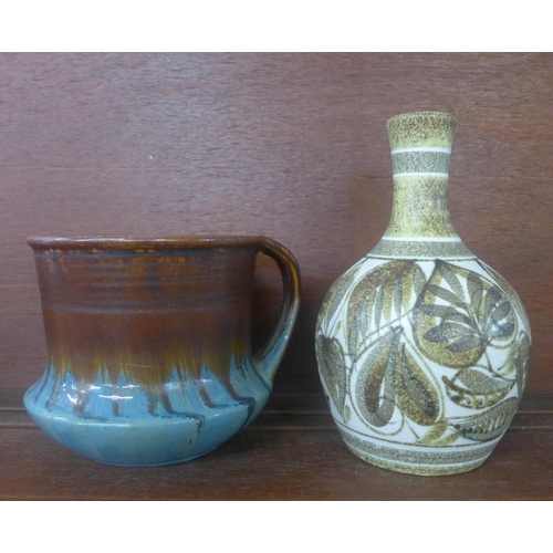 616 - A Denby Glyn Colledge vase and Danesby Ware jug, jug cracked, vase 21cm