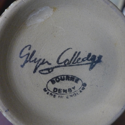 616 - A Denby Glyn Colledge vase and Danesby Ware jug, jug cracked, vase 21cm