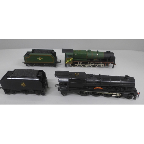 630 - Two 00 gauge mode locomotives, Mainline BR Green 45736 Phoenix and Hornby 46205 Princess Victoria