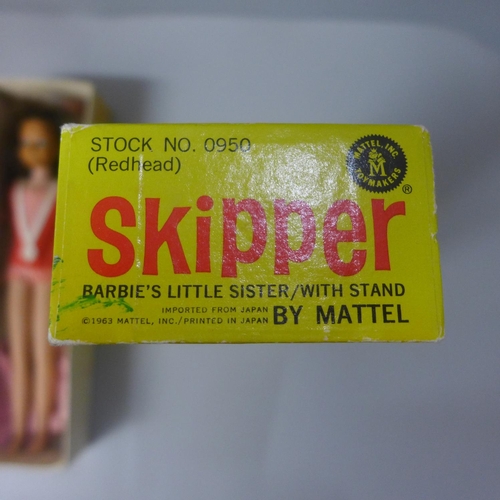 651 - Barbie's little sister Skipper by Mattel, 1963, Japan in original box with Barbie Fashion book