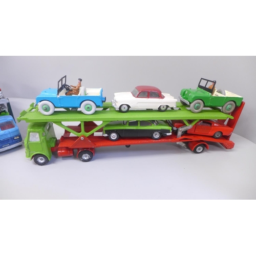 670 - Two Corgi Major car transporters and Corgi and Dinky Toys model vehicles