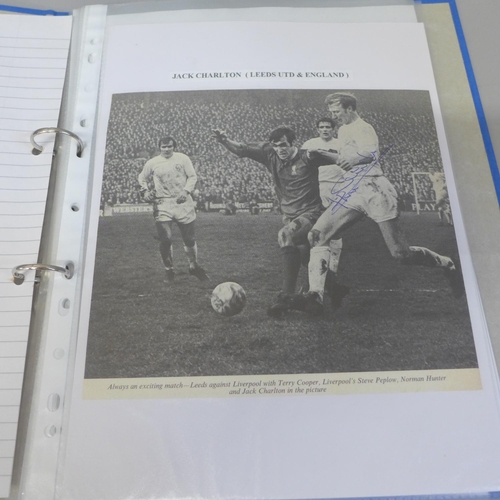 702 - A collection of 1960s - 80s Leeds United and Manchester United autographs including Jack Charlton, B... 